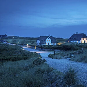 Historic house Kliffende in Kampen in the evening, Sylt, Schleswig-Holstein, Germany
