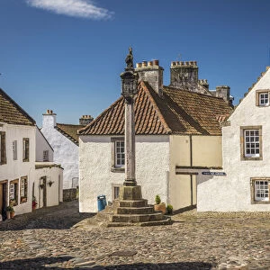 Historic market square with market cross in the village of Culross, Fife, Scotland