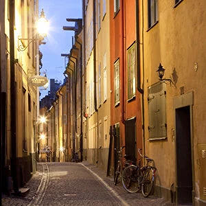 Historic old street in Gamla Stan (Old Town) in Stockholm, Sweden