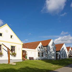 Historical houses at Holasovice Historal Village Reservation. They represent rural baroque style, UNESCO, Holasovice, South Bohemian Region, Czech Republic