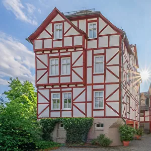 Historical old town of Herborn with Herborn castle, Lahn, Westerwald, Hesse, Germany
