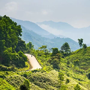 Ho Chi Minh Highway West passes through mountain landscape near Khe Sanh, Da Krong