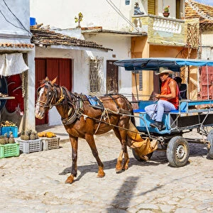 A horse and carriage in a street in Trinidad, Sancti Spiritus, Cuba
