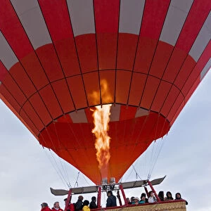 Hot Air Balloon with the Worlds largest passenger basket, nr. Goreme, Cappadocia, Turkey