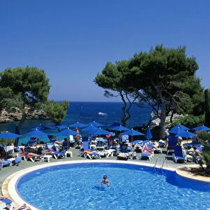 Hotel pool, Cala D Or, Majorca, the Balearic Islands, Spain