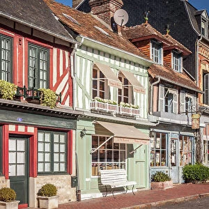 Houses in the old town of Beaumont-en-Auge, Calvados, Normandy, France