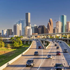 Houston Skyline & Freeway, Houston, Texas, USA
