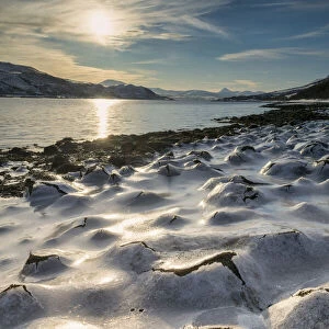 Ice Formations along Coast, Kavaloya Island, Tromso, Norway