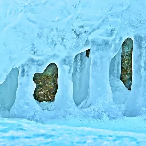 Ice on shore of Georgian Bay Tobermory, Ontario, Canada