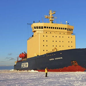 Icebreaker Kapitan Khlebnikov parking in ice - Antarctica, Weddell Sea, Queen Maud Land, Ekstrom Ice Shelf, Atka Bay