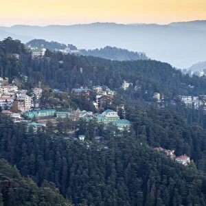 India, Himachal Pradesh, Shimla, View of mountains from at dawn