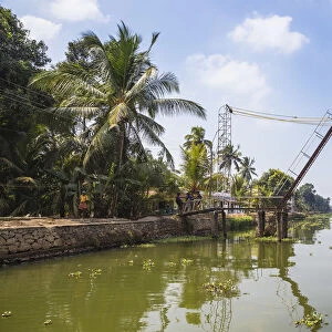India, Kerala, Alappuzha (Alleppey), Alappuzha (Alleppey) Bridge over backwaters