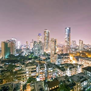 India, Maharashtra, Mumbai, view of the city of Mumbai city centre at night