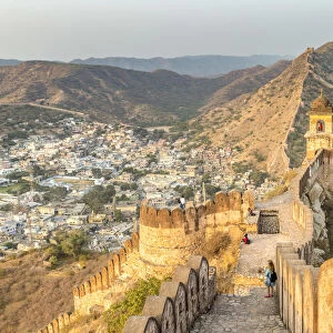 India, Rajasthan, Jaipur, Amber, Amber Fort and Wall Fortifications