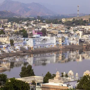 India, Rajasthan, Pushkar, Aerial view of Pushkar