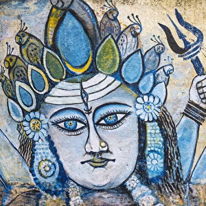 India, Uttar Pradesh, Varanasi, Religious wall paintings