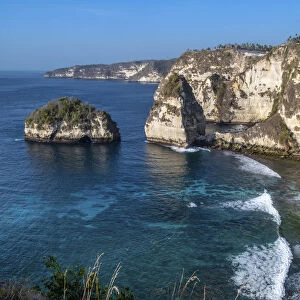 Indonesia, Bali, Penida island. View of Atuh sandstone cliffs