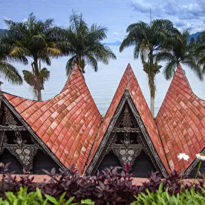 Indonesia, Sumatra, Samosir Island, Lake Toba, Parapat, Hotel in traditional Batak style