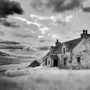 Infrared image of a derelict farmhouse near Arivruach, Isle of Lewis, Hebrides, Scotland