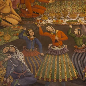 Iran, Central Iran, Esfahan, Decorative Arts Museum, wall mural