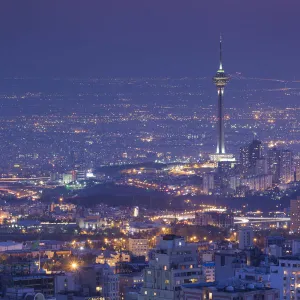 Iran, Tehran, elevated city skyline with view tfrom the Roof of Iran Park towards