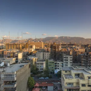 Iran, Tehran, elevated city view, morning