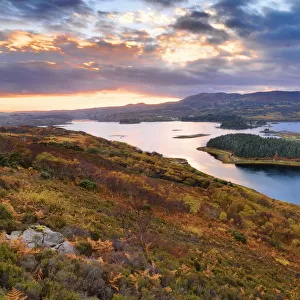 Ireland, Co. Donegal, Mulroy bay, overview at dusk
