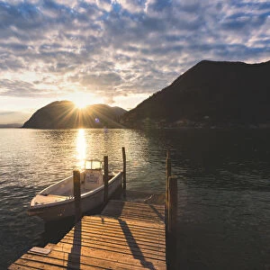 Iseo lake at sunset, Lombardy district, Brescia province, Italy