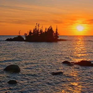 Islands in Lake Superior at sunrise Lake Superior Provincial Park, Ontario, Canada