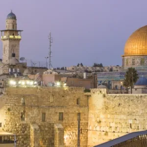 Israel, Jerusalem, Old City, Temple Mount, Dome of the Rock and The Western Wall