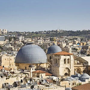 Israel, Jerusalem, Old City, View of Christian Quarter and the Church of the Holy