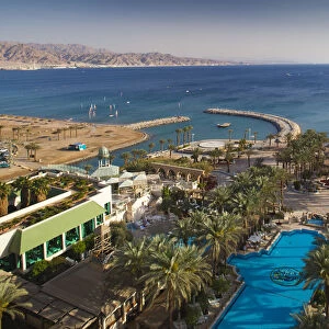 Israel, The Negev, Eilat of Red Sea from Herods Palace Hotel