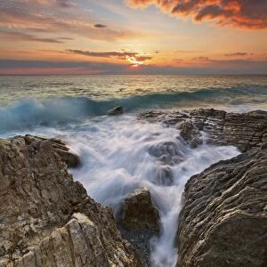 Italy, Calabria, Sunset at Leucopetra Cliff