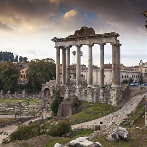 Italy, Lazio, Rome, The Roman Forum, looking towards the Temple of Saturn