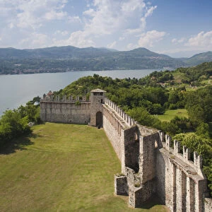 Italy, Lombardy, Lake Maggiore, Angera, La Rocca fortress, walls