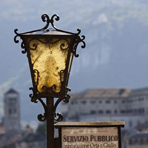 Italy, Piedmont, Lake Orta, Orta San Giulio, Isola San Giulio, water taxi sign
