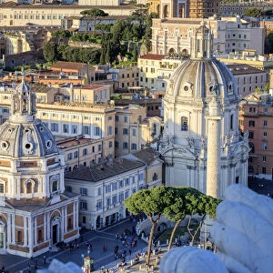 Italy, Rome, Altare della Patria monument at Venezia square with Traian forum in the