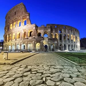 Italy, Rome, Colosseum and Roman Forum by night