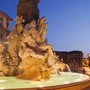 Italy, Rome, Piazza Navona, Fountain of the Four Rivers