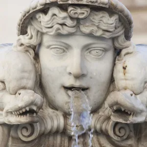 Italy, Rome, Piazza Navona, Moro Fountain, Fountain Detail