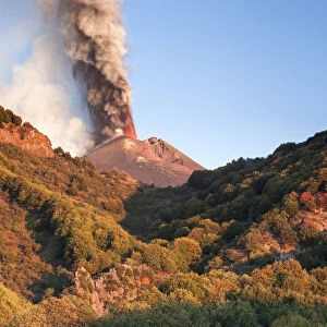 Italy, Sicily, Mt. Etna, , Dawn of the 14th paroxysm event of 2013 photographed