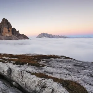 Italy, Trentino Alto Adige, Dolomites, clouds rising on Three Peaks of Lavaredo