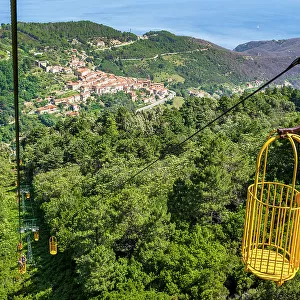 Italy, Tuscany, Elba. The cable car to the Monte Capanne from Marciana