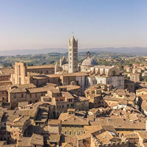 Italy, Tuscany, Siena district. Siena. View of Siena Cathedral from Del Mangas Tower