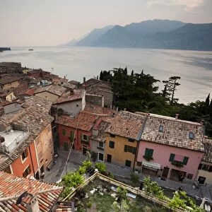 Italy, Veneto, Lake District, Lake Garda, Malcesine, town view from Castello Scaligero castle