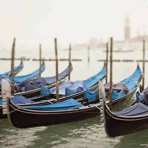 Italy, Veneto, Venezia district, Venice. San Giorgio Maggiore. Gondolas