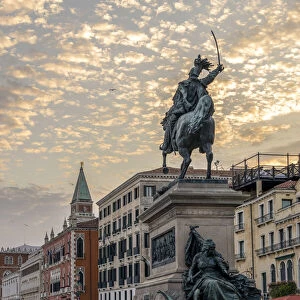 Italy, Veneto, Venice, the Monument to Vittorio Emanuele II located in Riva degli Schiavoni