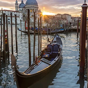 Italy, Veneto, Venice. Sunset over Salute chirch and Grand canal