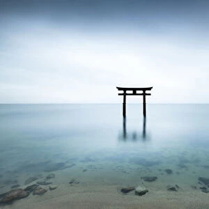 Japanese Torii Gate, Lake Biwa, Takashima, Shiga prefecture, Japan