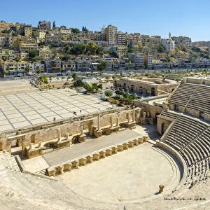 Jordan, Amman Governorate, Amman. View from the top of the 2nd-century Roman theatre